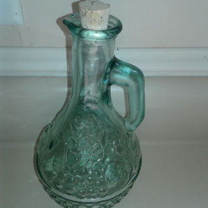 Antique Green Glass Cruet Vase With Cork Plug